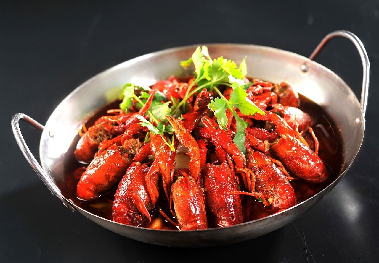 crayfish, oil stew, food